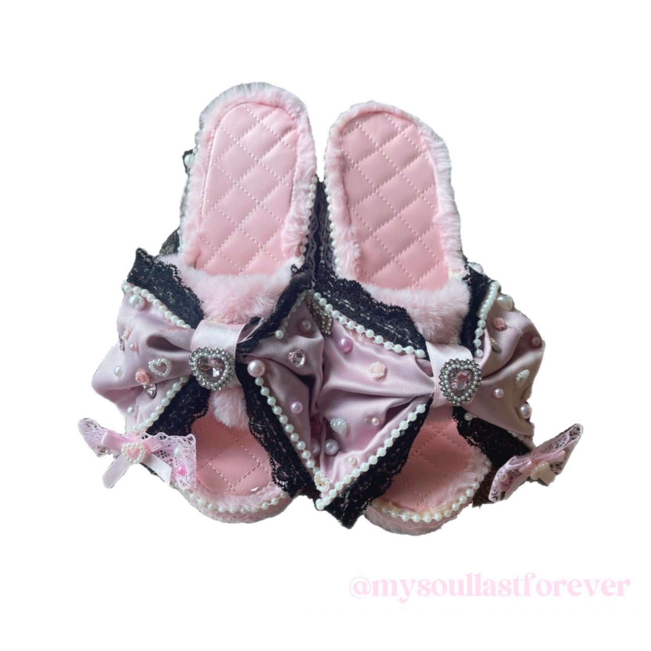 MADE TO ORDER agejo gyaru adorable handmade princess platform sandals with pearls and bows - Mysoullastforever