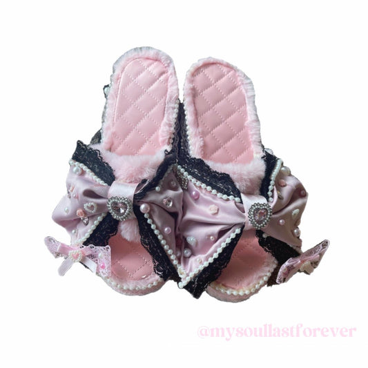 MADE TO ORDER agejo gyaru adorable handmade princess platform sandals with pearls and bows - Mysoullastforever