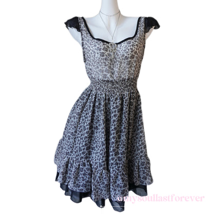 Vintage Baby F.O.X gyaru aesthetic ruffle leopard print babydoll dress - Mysoullastforever