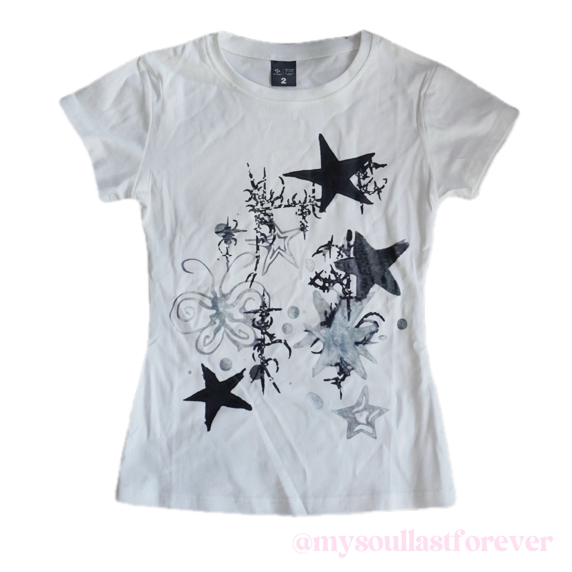 Y2K aesthetic star print short sleeve top - Mysoullastforever