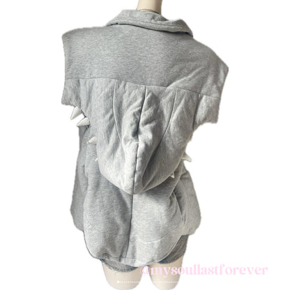 TexEvasion independent designer brand archive oversized dinosaur teeth padded vest jacket - Mysoullastforever