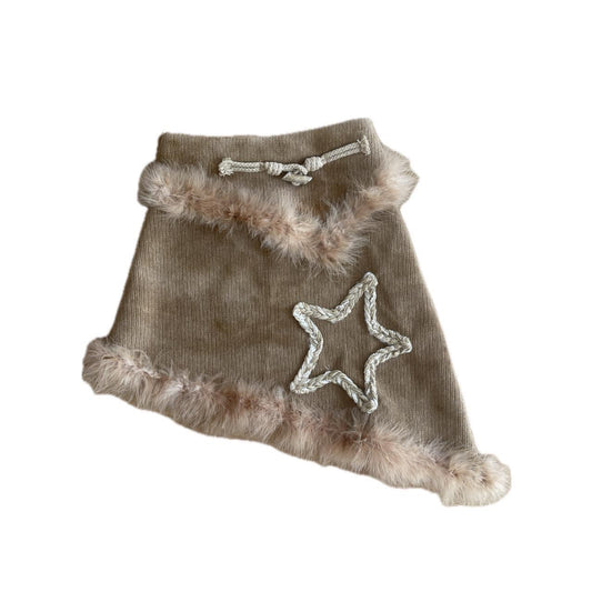 Froglet Noromance independent designer brand grunge fur star patch knit skirt - Mysoullastforever