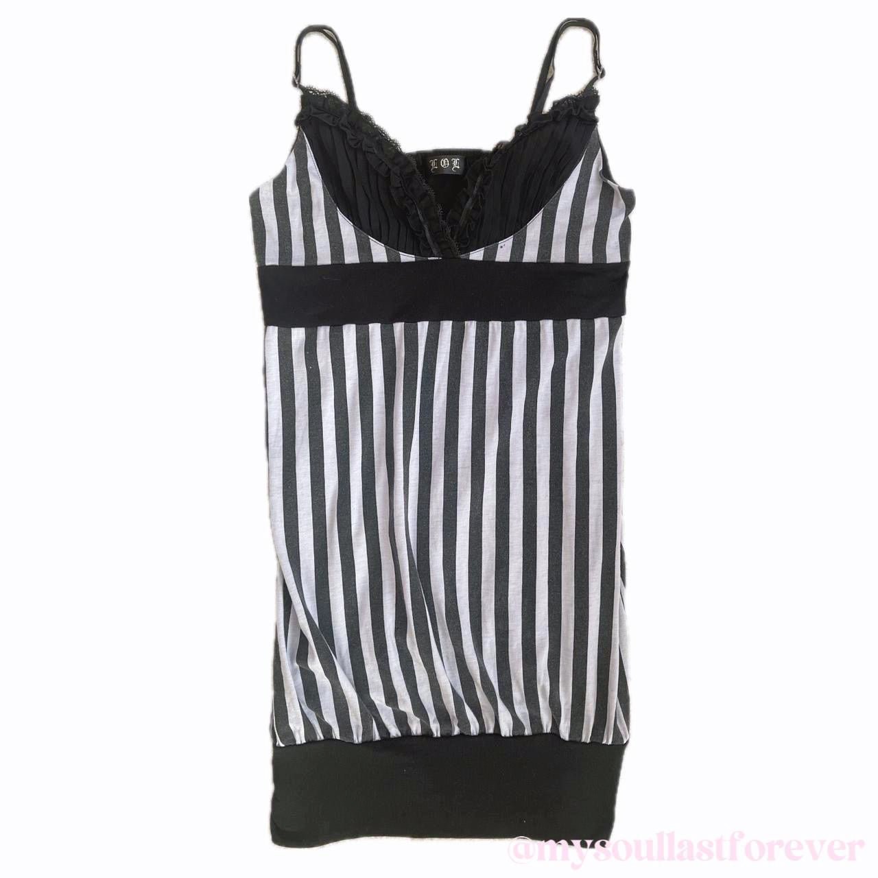 Vintage L.O.L gyaru aesthetic ruffle striped babydoll dress - Mysoullastforever