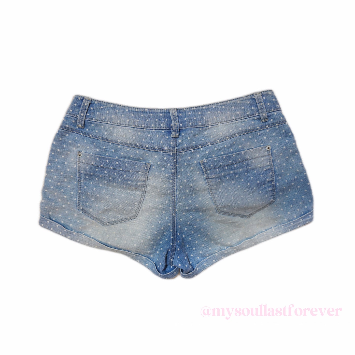 Vintage adorable 2000s aesthetic polka dot denim shorts - Mysoullastforever