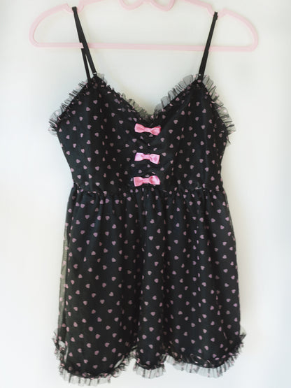 6%Dokidoki Japanese brand gyaru babydoll pink heart print cami top with bows - Mysoullastforever