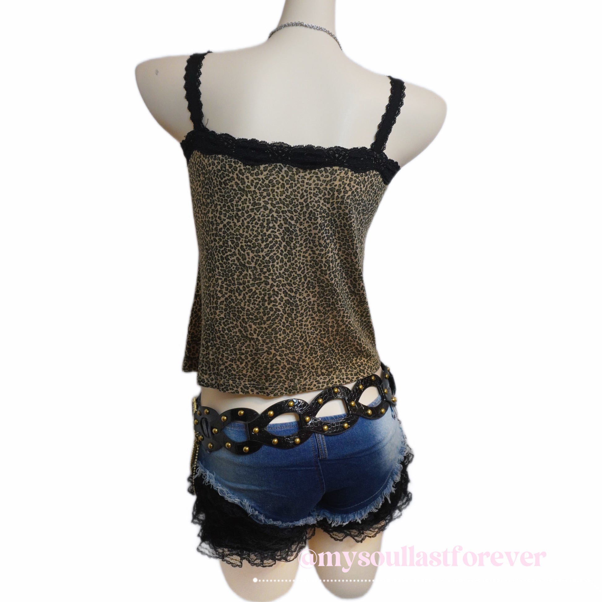 Vintage leopard print cami top with bow details - Mysoullastforever