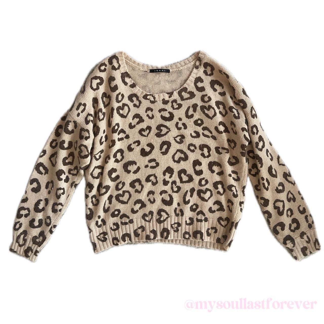 Vintage Ingni gyaru fashion leopard print mcbling sweater - Mysoullastforever