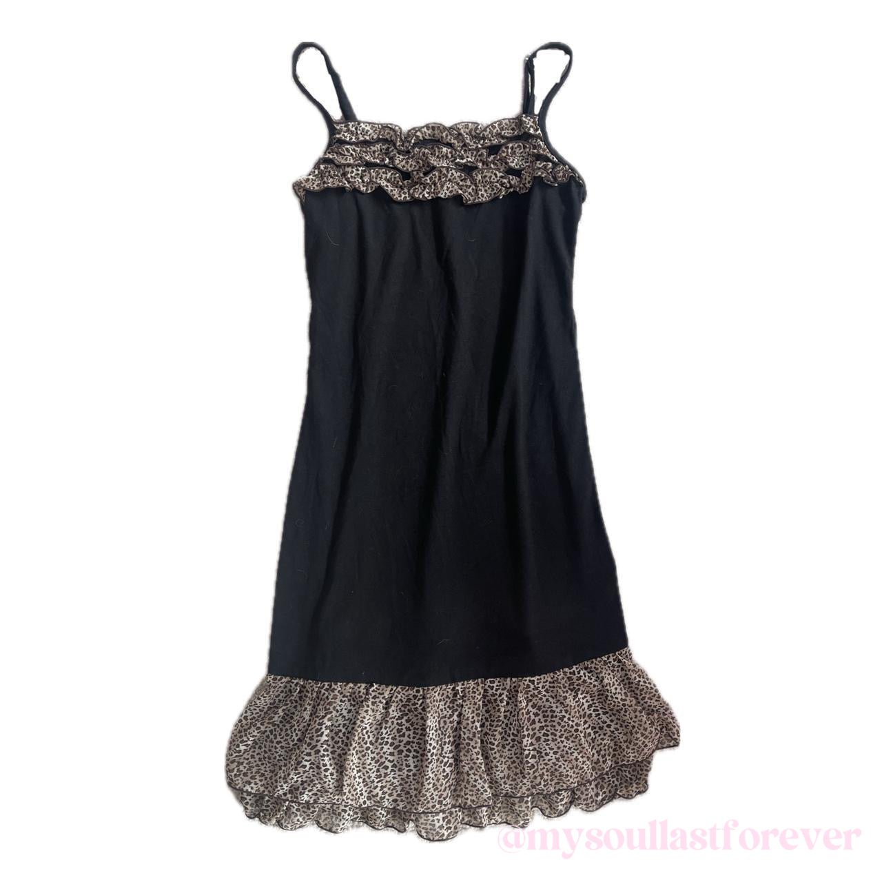 Vintage Chu XXX gyaru aesthetic leopard print frill babydoll dress - Mysoullastforever