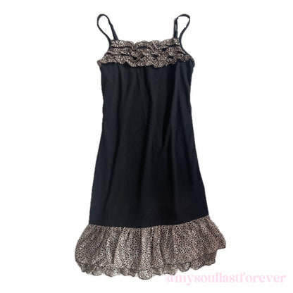 Vintage Chu XXX gyaru aesthetic leopard print frill babydoll dress - Mysoullastforever