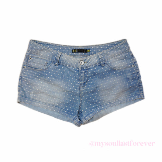 Vintage adorable 2000s aesthetic polka dot denim shorts - Mysoullastforever