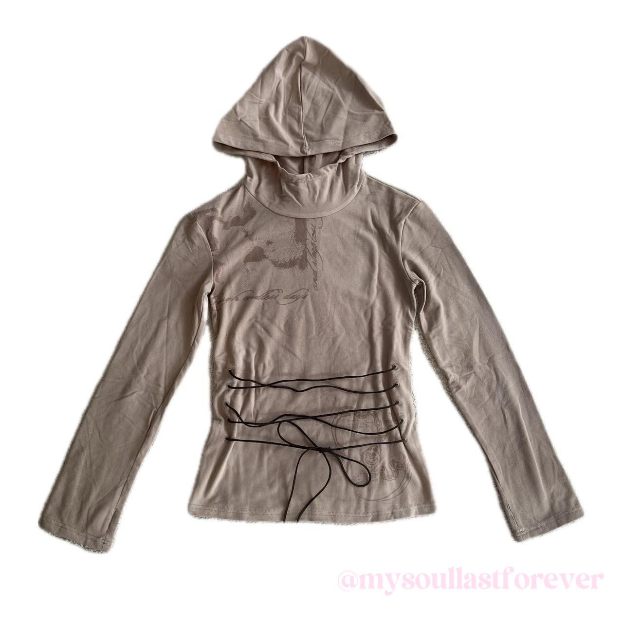 Ncave independent designer brand archive strings detail hoodie - Mysoullastforever