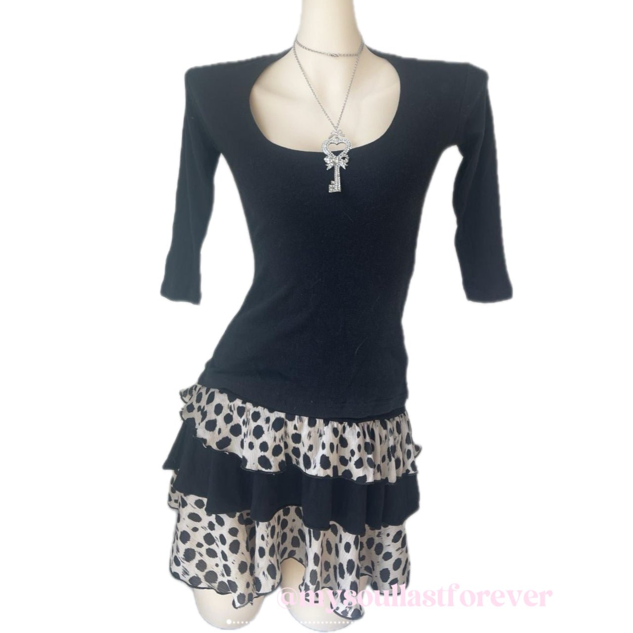 Vintage Bezel gyaru aesthetic two piece leopard print mini skirt - Mysoullastforever
