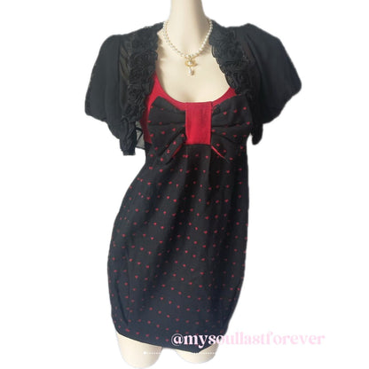 Vintage Ayilian shouju polka dot babydoll dress with ruffled bow - Mysoullastforever
