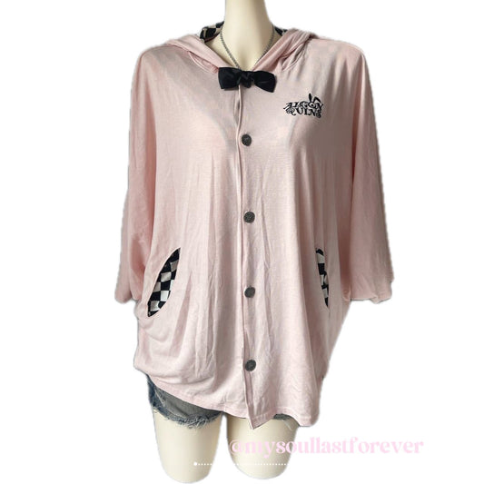 Vintage Algonquins jojifuku aesthetic bunny ears hoodie jacket with ribbon detail - Mysoullastforever