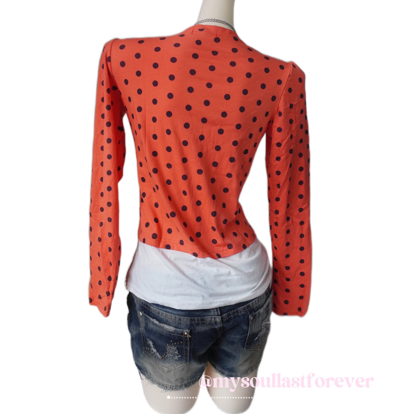 Vintage 2000s very rare watermelon polka dot long sleeve top - Mysoullastforever