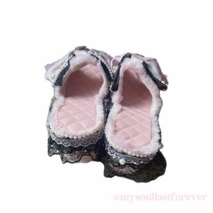 MADE TO ORDER agejo gyaru adorable handmade princess platform sandals with pearls and bows - Mysoullastforever