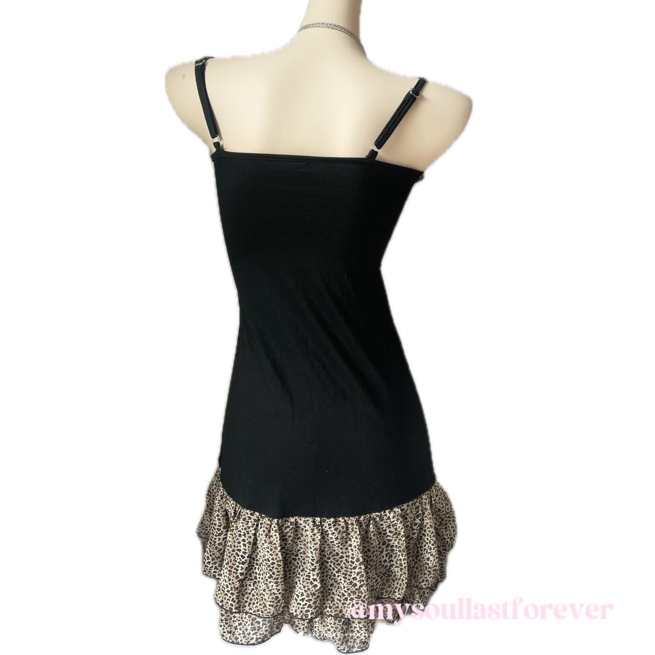 Vintage Chu XXX gyaru aesthetic leopard print frill babydoll dress - Mysoullastforever