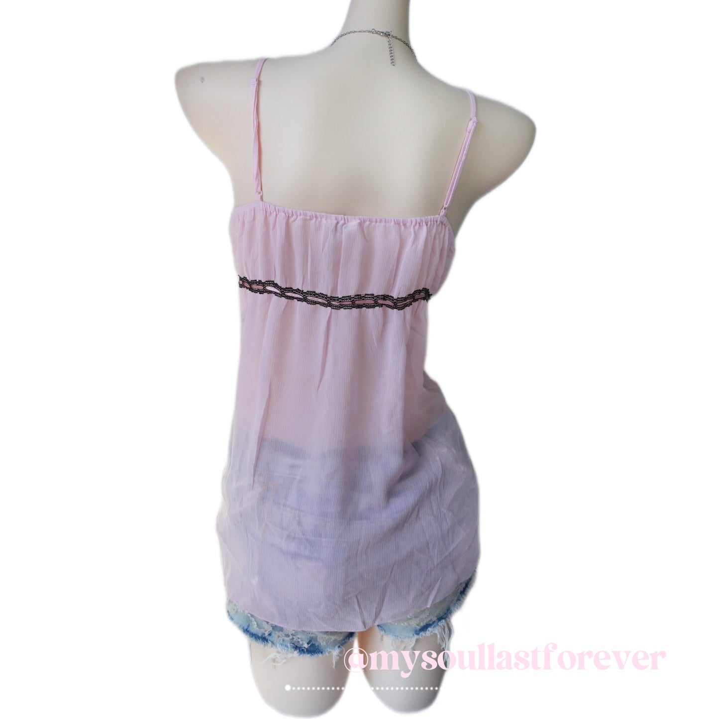 Vintage himekaji mesh mcbling lace details cami top - Mysoullastforever