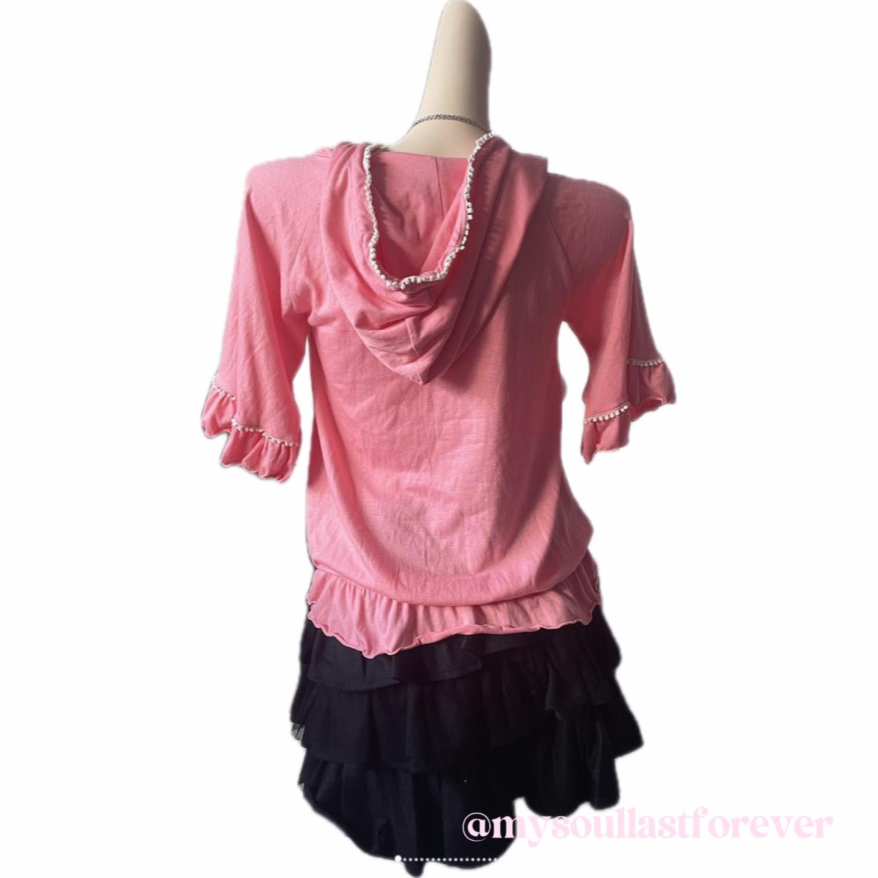 Vintage Lizlisa gyaru aesthetic frill hoodie top with pompom detail - Mysoullastforever