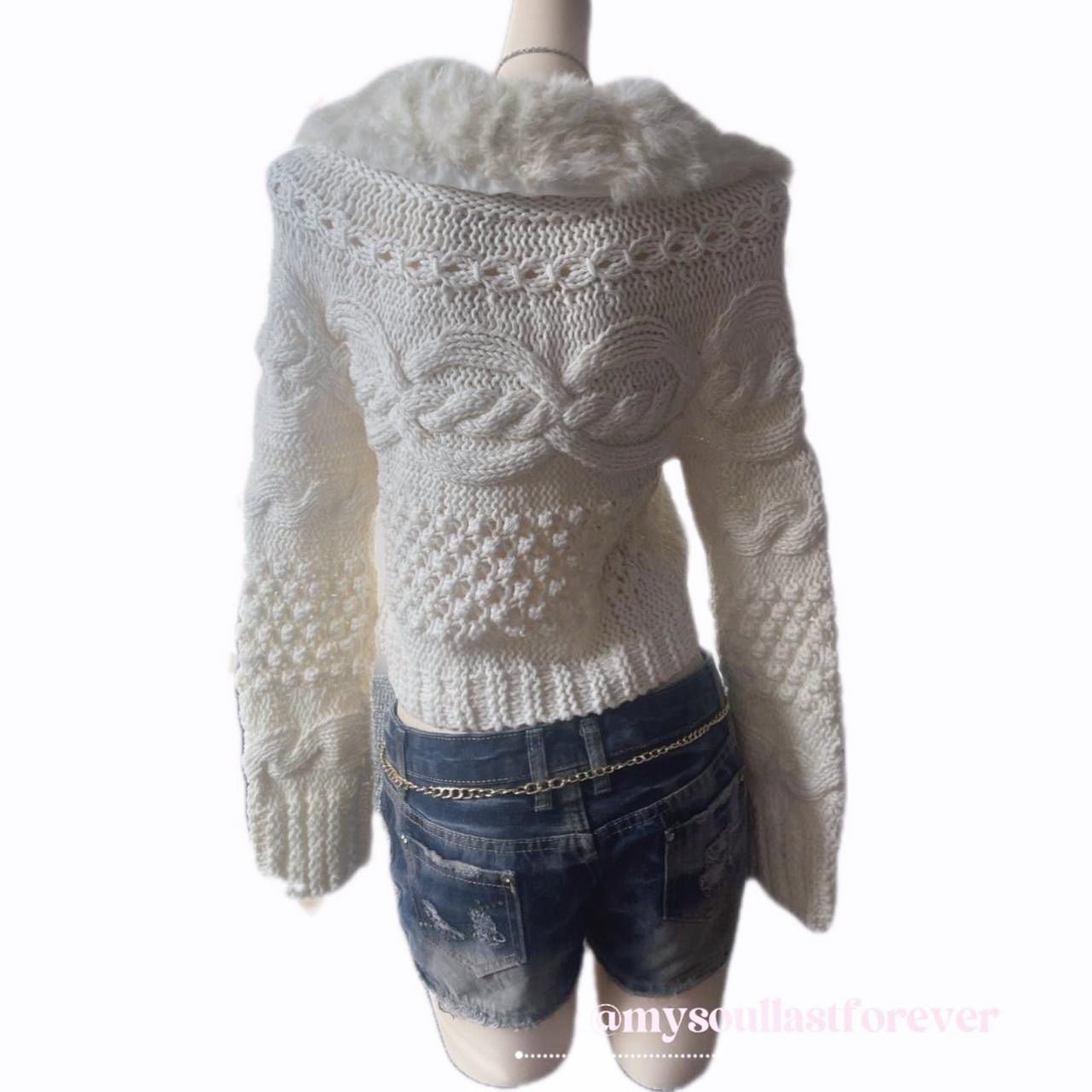 Vintage shouju cozy knit sweater cardigan with detachable fur collar - Mysoullastforever