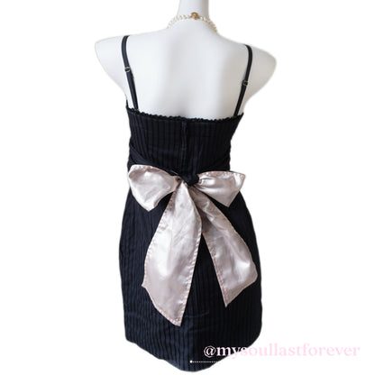 Vintage Me Jane himekaji aesthetic striped bow cami dress - Mysoullastforever