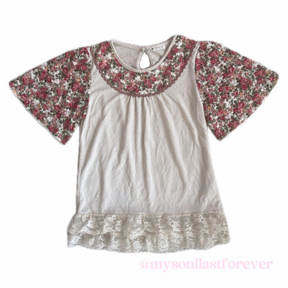 Vintage Axes Femme shouju floral ruffle lace top - Mysoullastforever