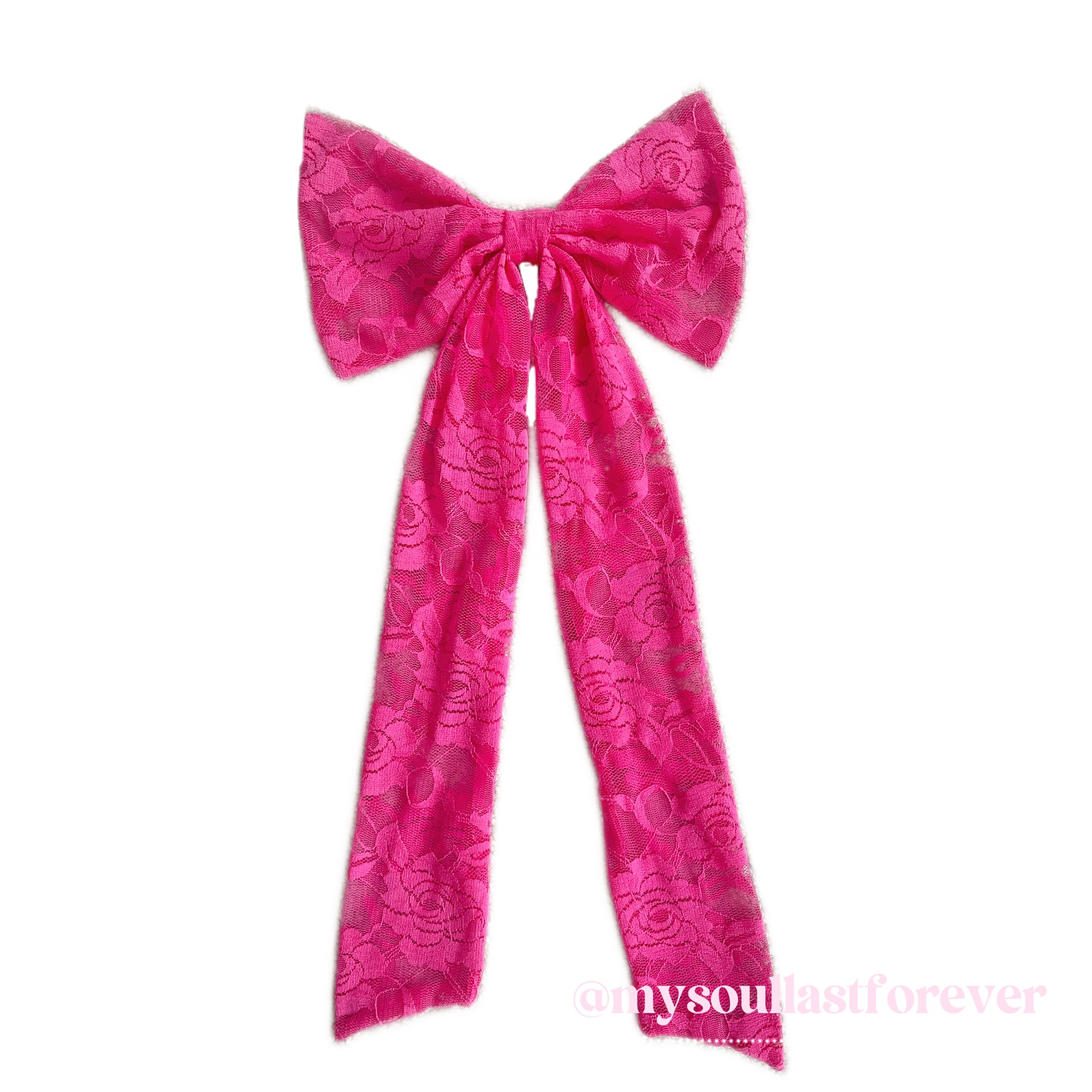 Handmade Gyaru agejo hot pink rose floral lace bow - Mysoullastforever