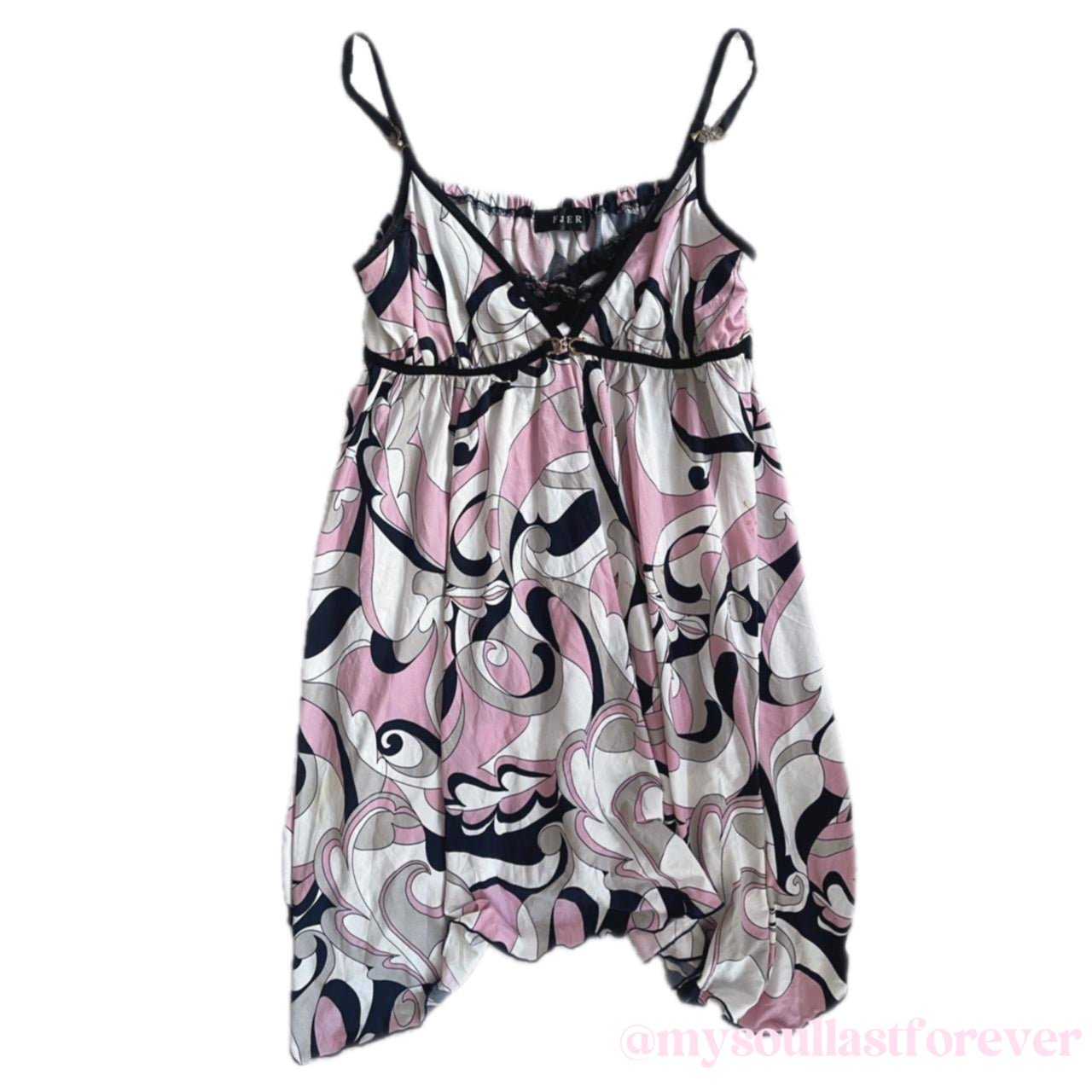 Vintage FJER adorable very rare geometry print babydoll cami dress - Mysoullastforever