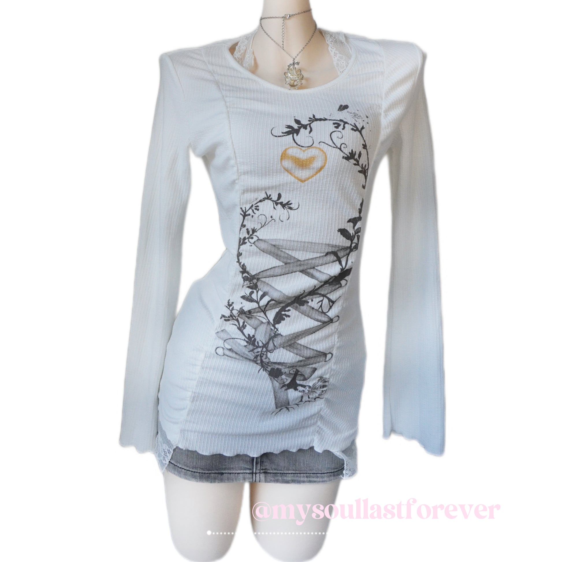 Double Punch independent designer brand fairy grunge lace long sleeve top - Mysoullastforever