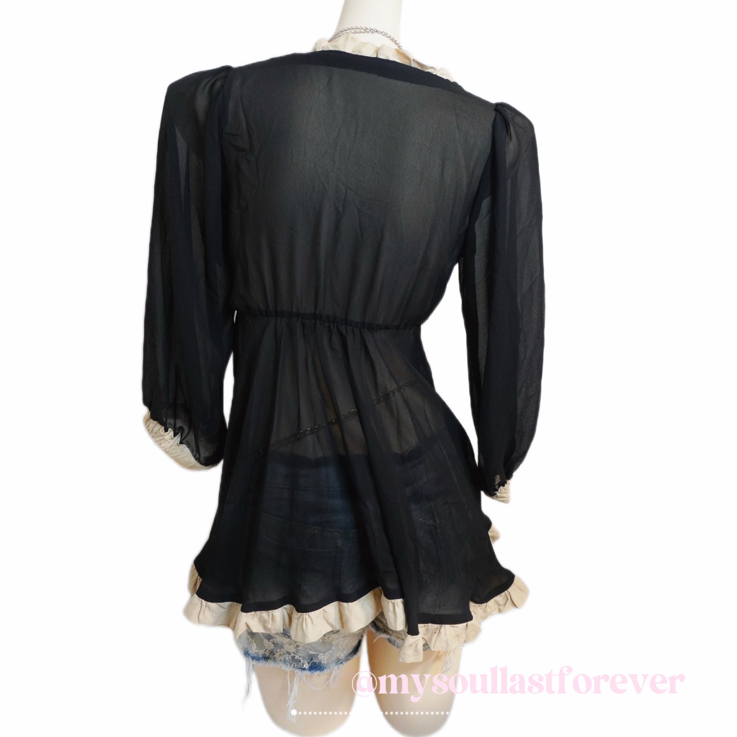 Vintage Baby Fox mcbling ruffled beaded see through blouse - Mysoullastforever