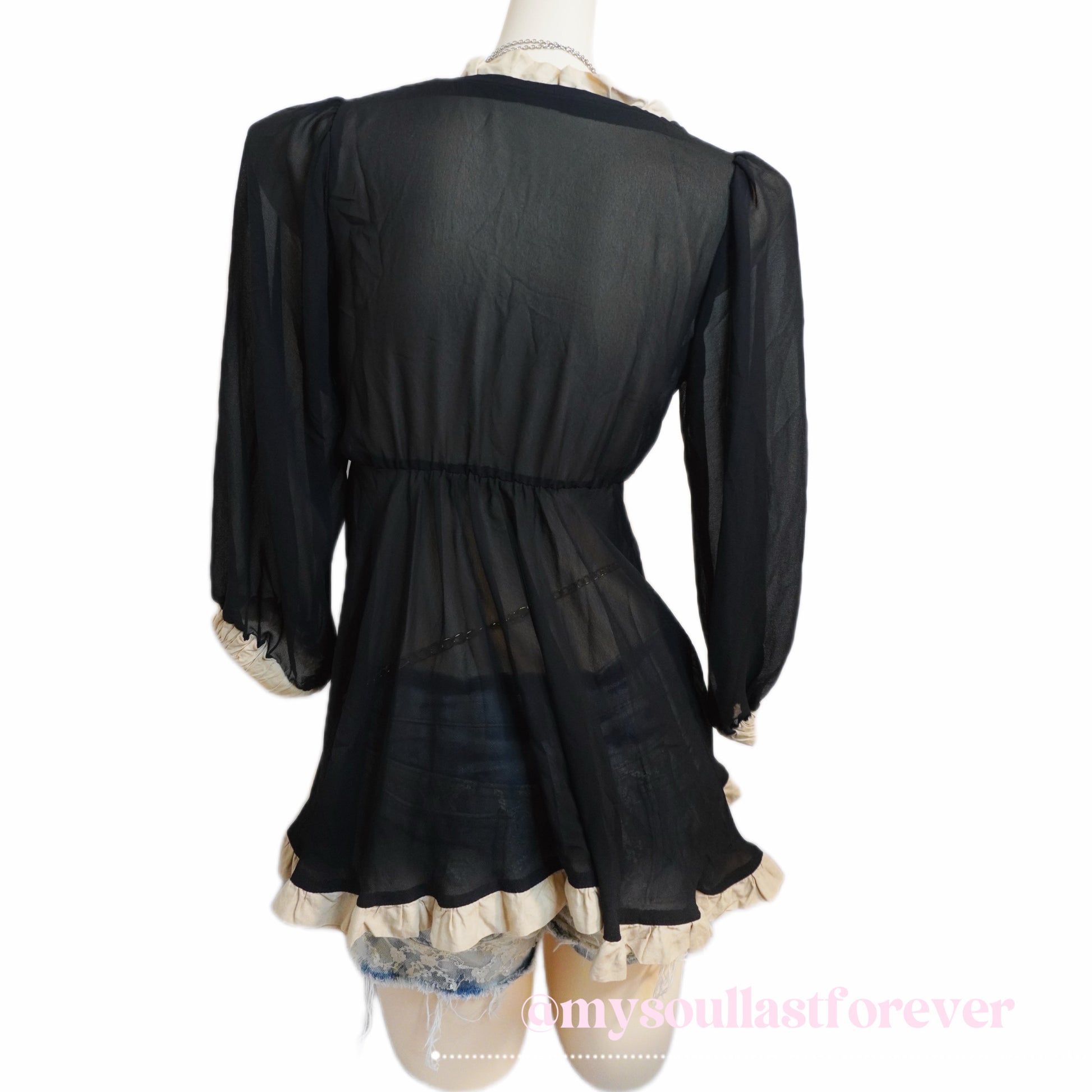 Vintage Baby Fox mcbling ruffled beaded see through blouse - Mysoullastforever