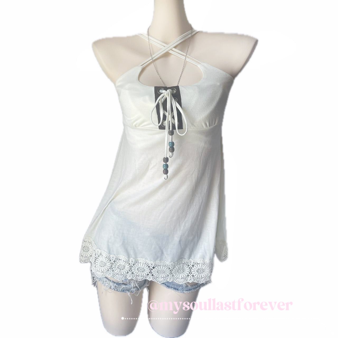 Vintage Garula gyaru very rare beads deco cami top - Mysoullastforever