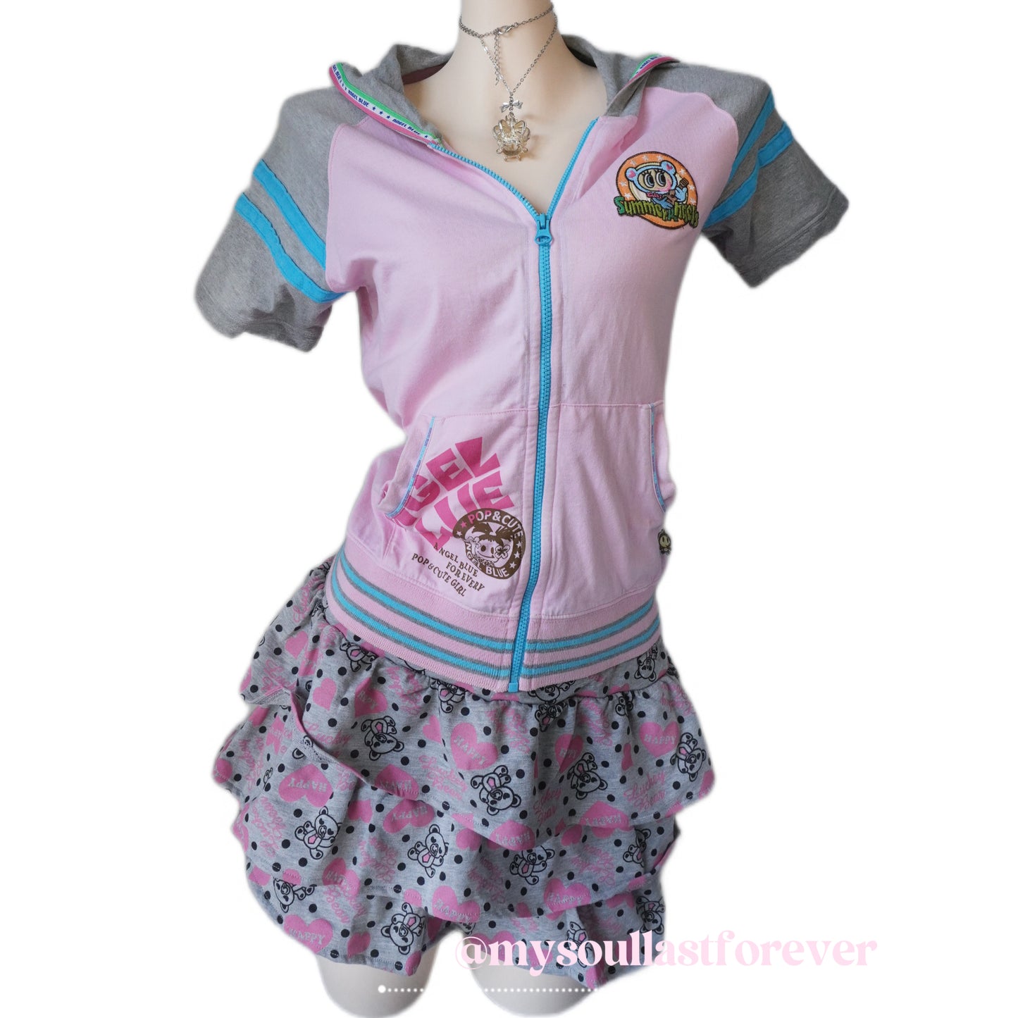 Vintage Luckey Bear 2000s heart print tutu mini skirt - Mysoullastforever