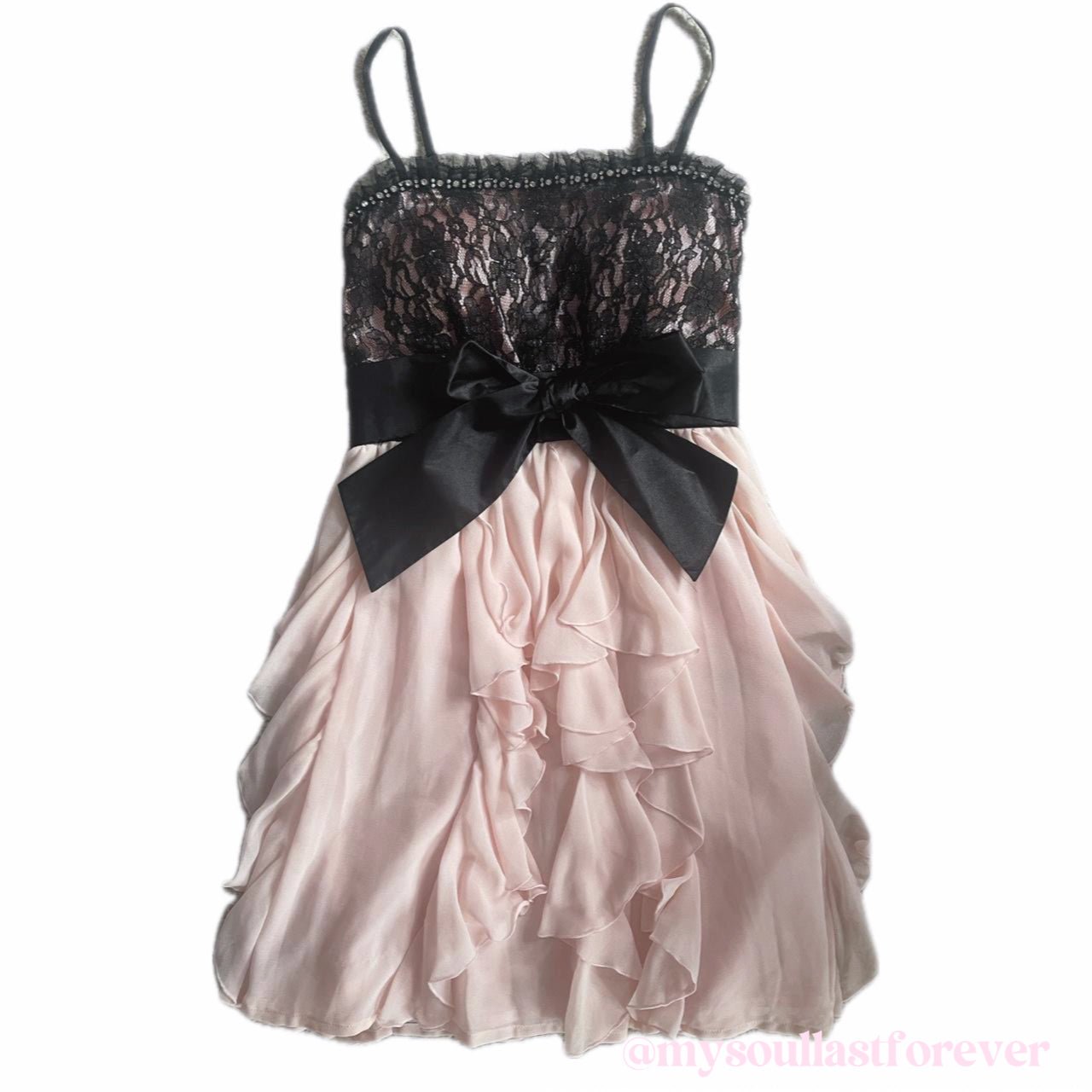 Vintage Pink Mix himekaji ruffled bow cami princess dress with lace details - Mysoullastforever