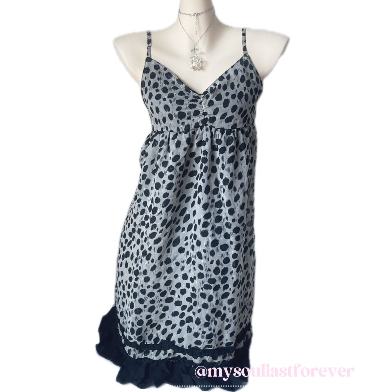 Vintage gyaru aesthetic leopard print ruffled trim babydoll cami dress - Mysoullastforever