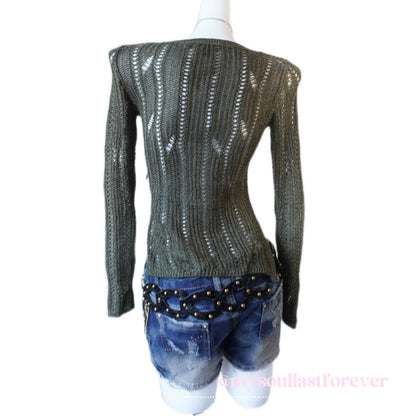 Vintage Guess archive olive green long sleeve knitted sweater - Mysoullastforever