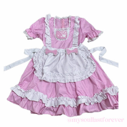 Independent designer brand hellokitty patch maid style lolita op dress - Mysoullastforever