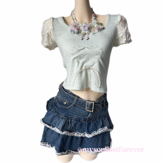 Independent designer brand Rose Island fairy core frill knitted top - Mysoullastforever