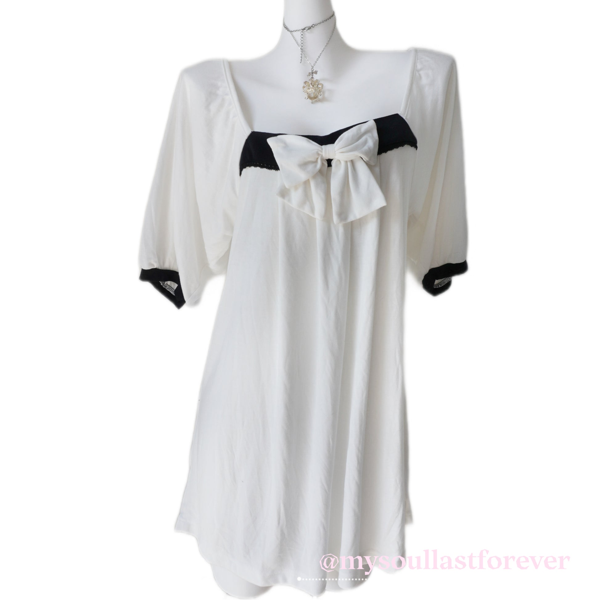 Fricky Rave milkmaid core bow puff sleeve dress - Mysoullastforever