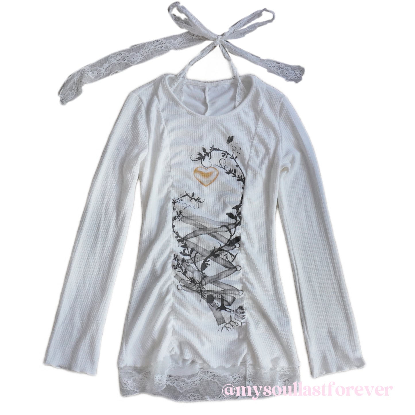 Double Punch independent designer brand fairy grunge lace long sleeve top - Mysoullastforever