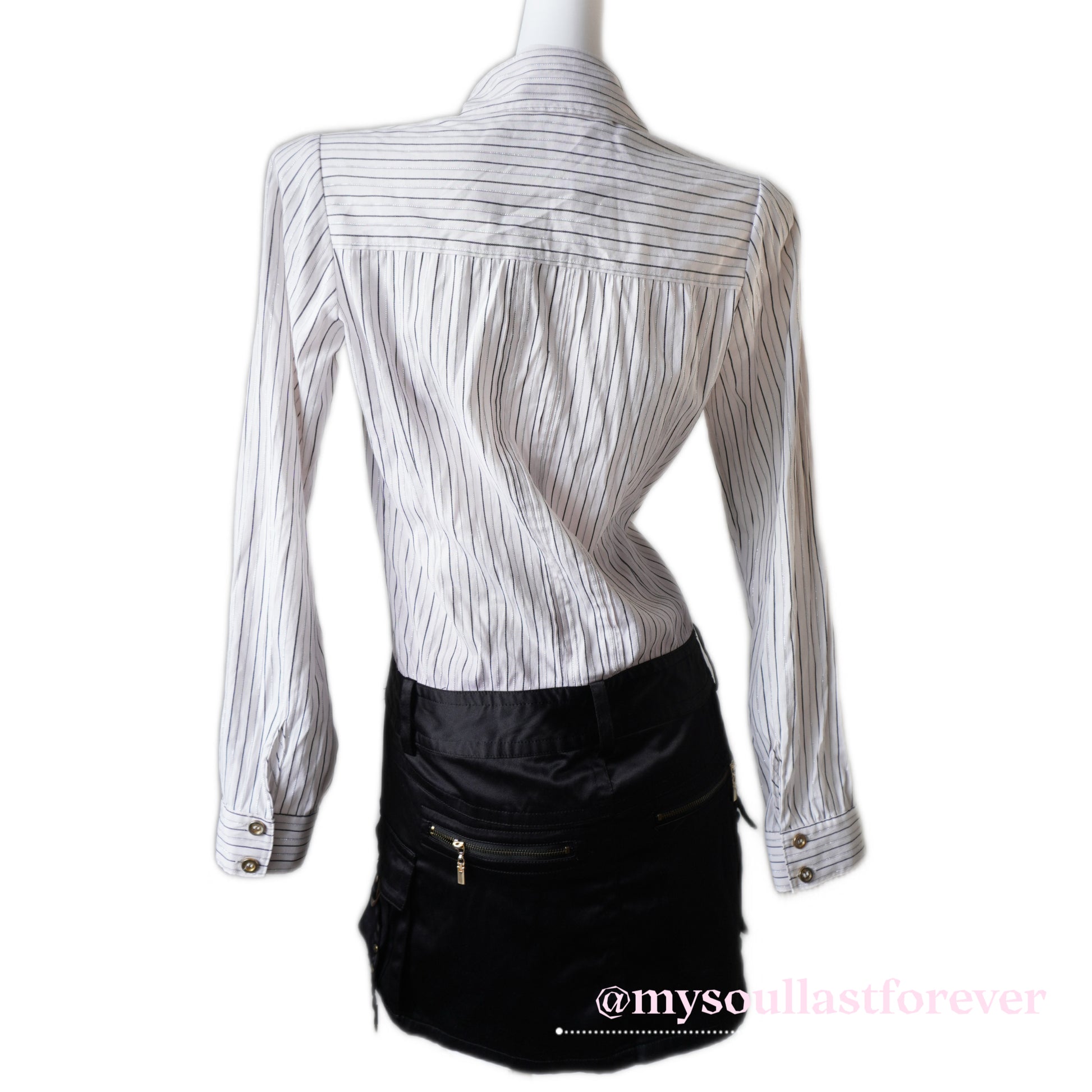 Vintage Cecil Mcbee grayu aesthetic mcbling striped long sleeve button up dress - Mysoullastforever