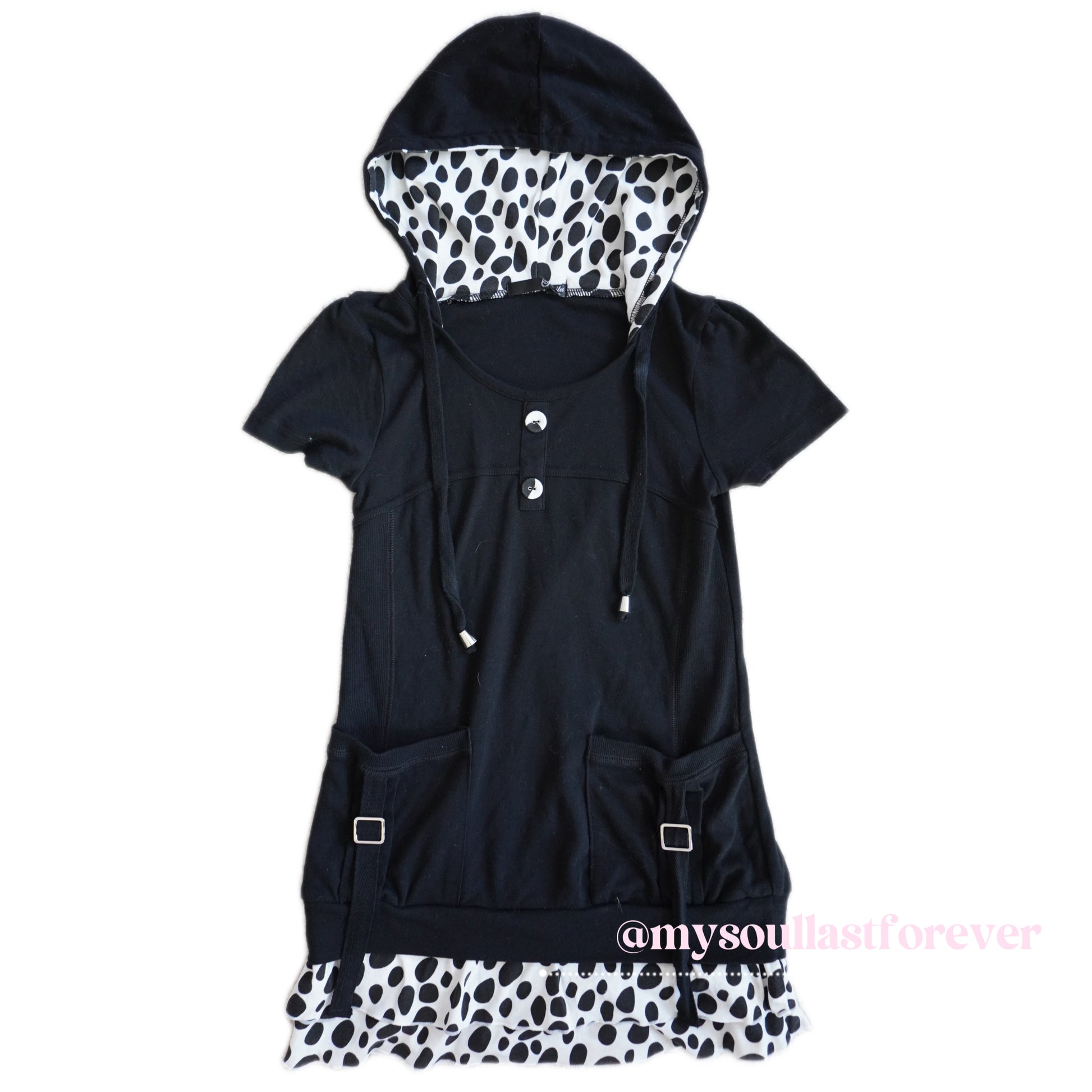 Vintage Jospita polka dot frill ruffled babydoll hoodie dress - Mysoullastforever