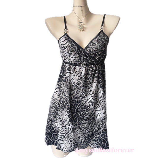 Vintage Healthy Karen leopard print babydoll cami dress - Mysoullastforever