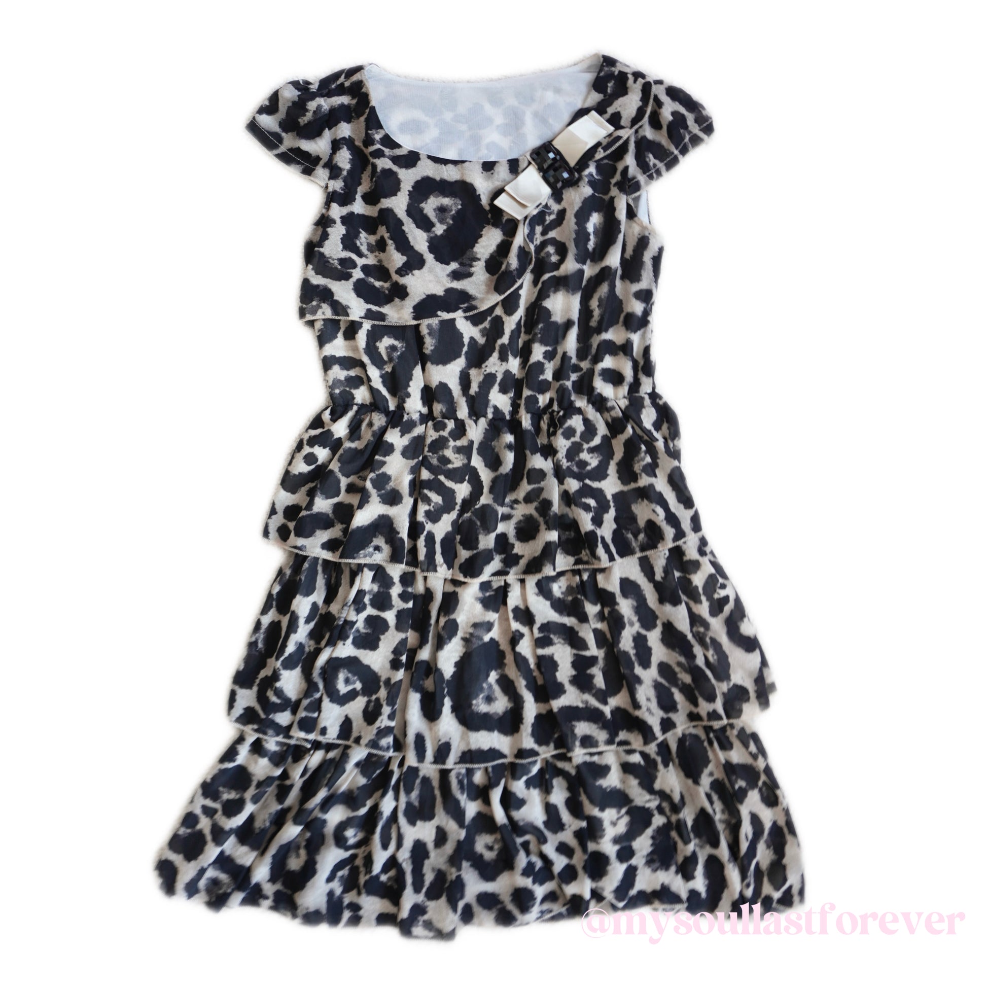 Vintage gyaru aesthetic leopard print layered dress - Mysoullastforever