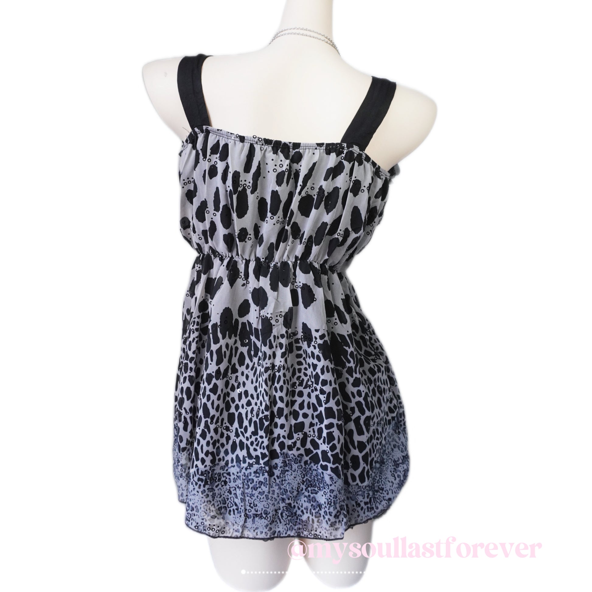 Vintage gyaru aesthetic mcbling leopard print ruffled lace trim babydoll cami top - Mysoullastforever