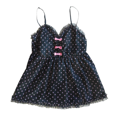 6%Dokidoki Japanese brand gyaru babydoll pink heart print cami top with bows - Mysoullastforever