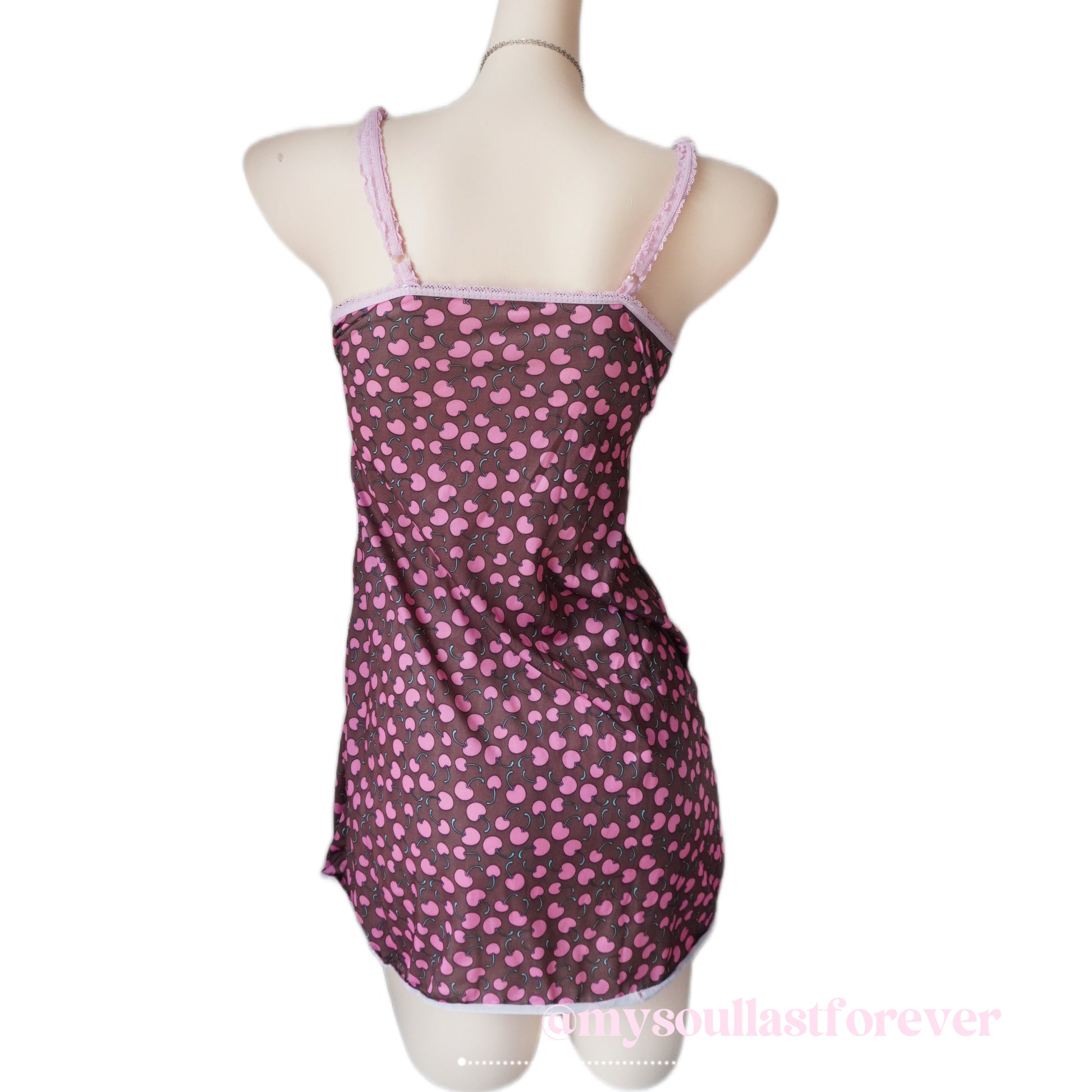 Vintage himegyaru aesthetic cherry print babydoll dress - Mysoullastforever