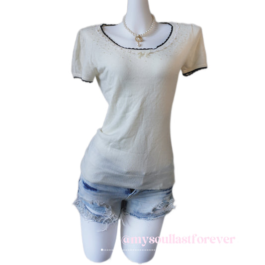 Vintage Cecil Mcbee shouju core floral bead babydoll top - Mysoullastforever
