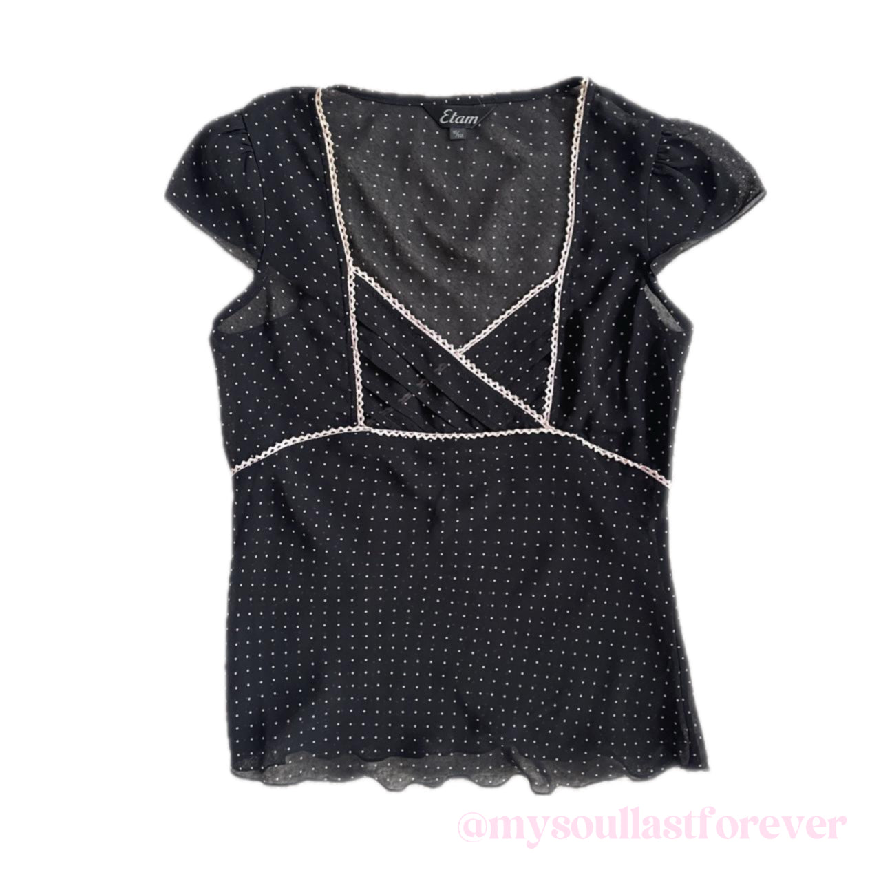 Vintage Etam sweet choco polka dot babydoll top with lace trimmings - Mysoullastforever