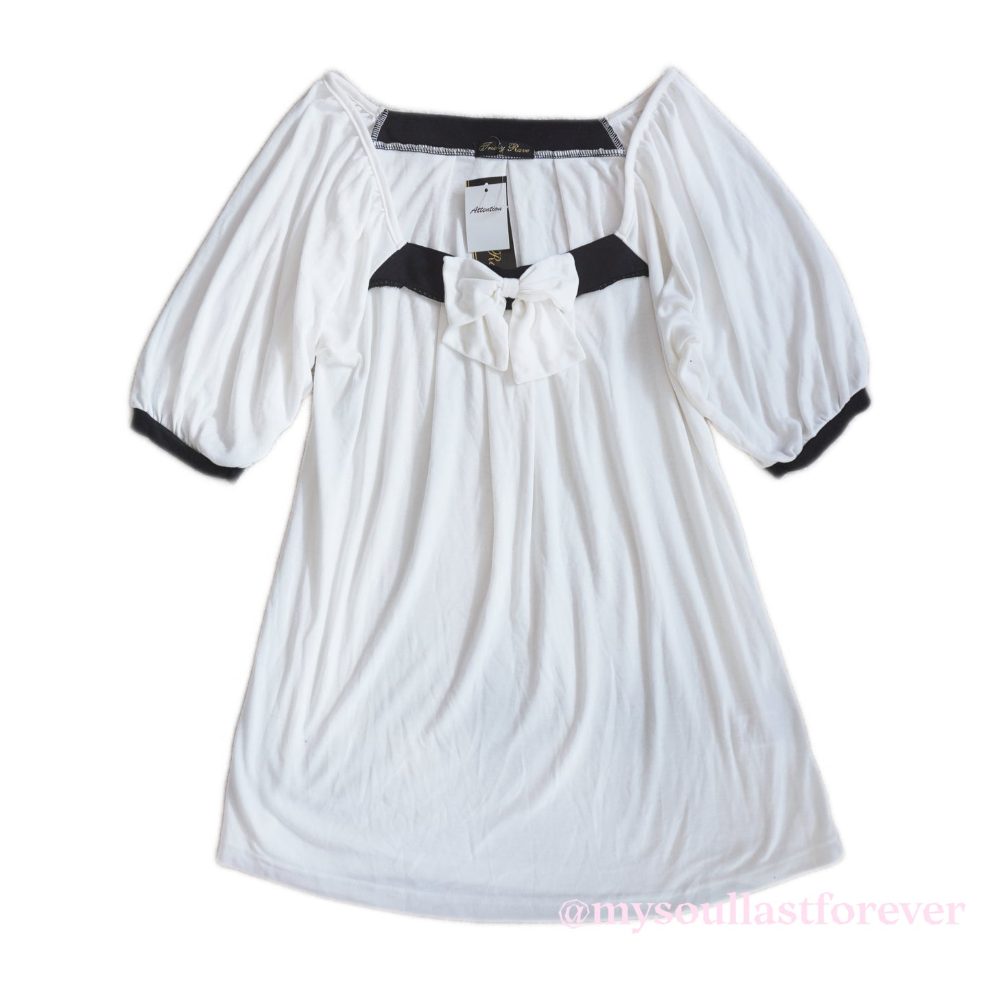 Fricky Rave milkmaid core bow puff sleeve dress - Mysoullastforever